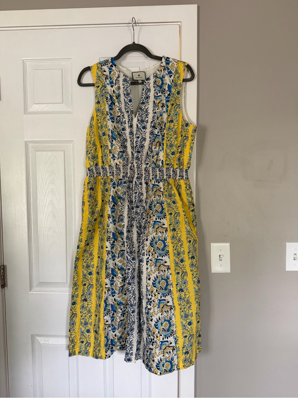Tuckernuck Floral Sleeveless Yellow Blue Midi Dress